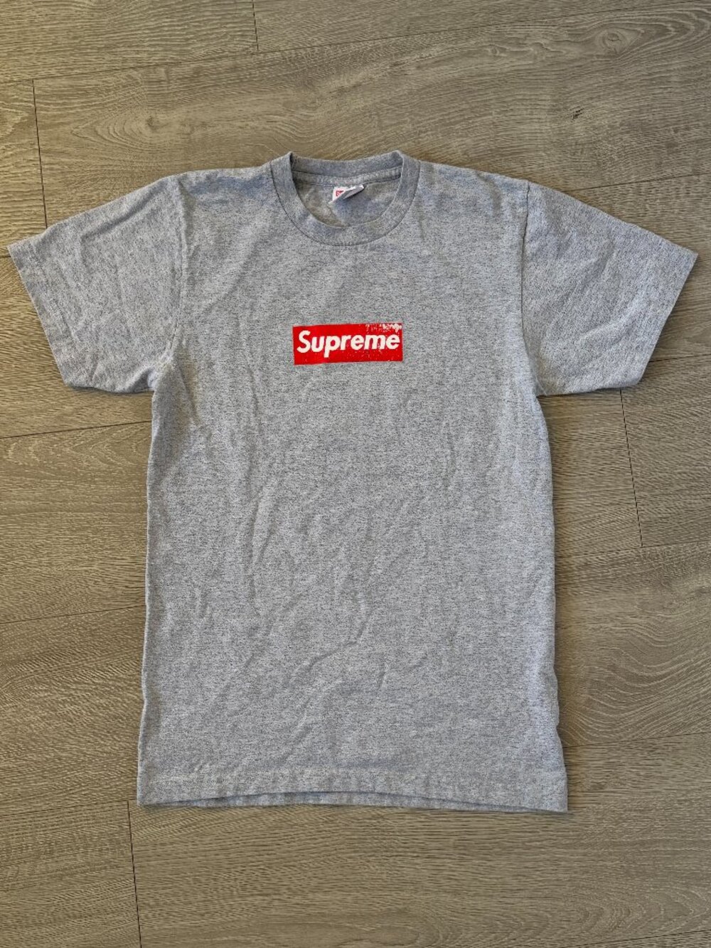 Supreme Vintage Box Logo Tee Heather Grey Red Bogo Made in USA Size Small 2003s